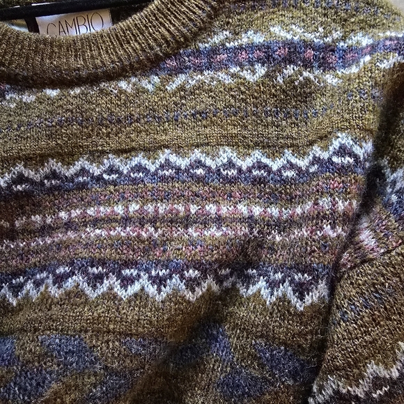 Cambio Italia Vintage Fair Isle Sweater Men's Large Made in Italy Wool Blend - Picture 4 of 10